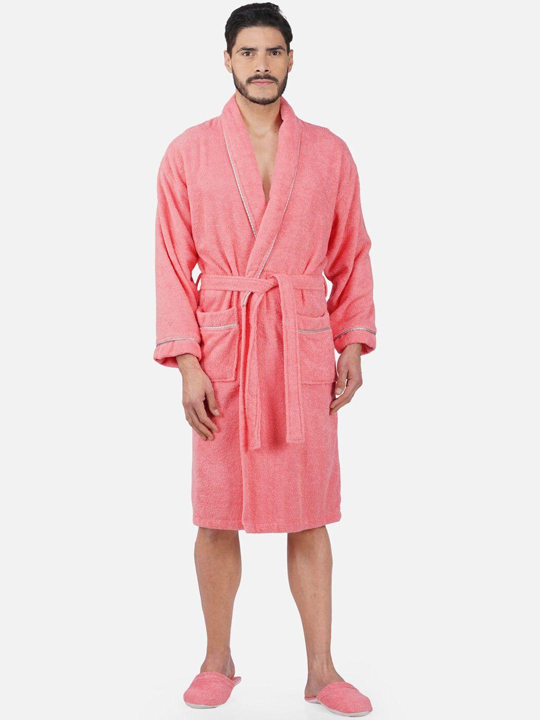 rangoli 500 gsm pure cotton bath robe with room slippers