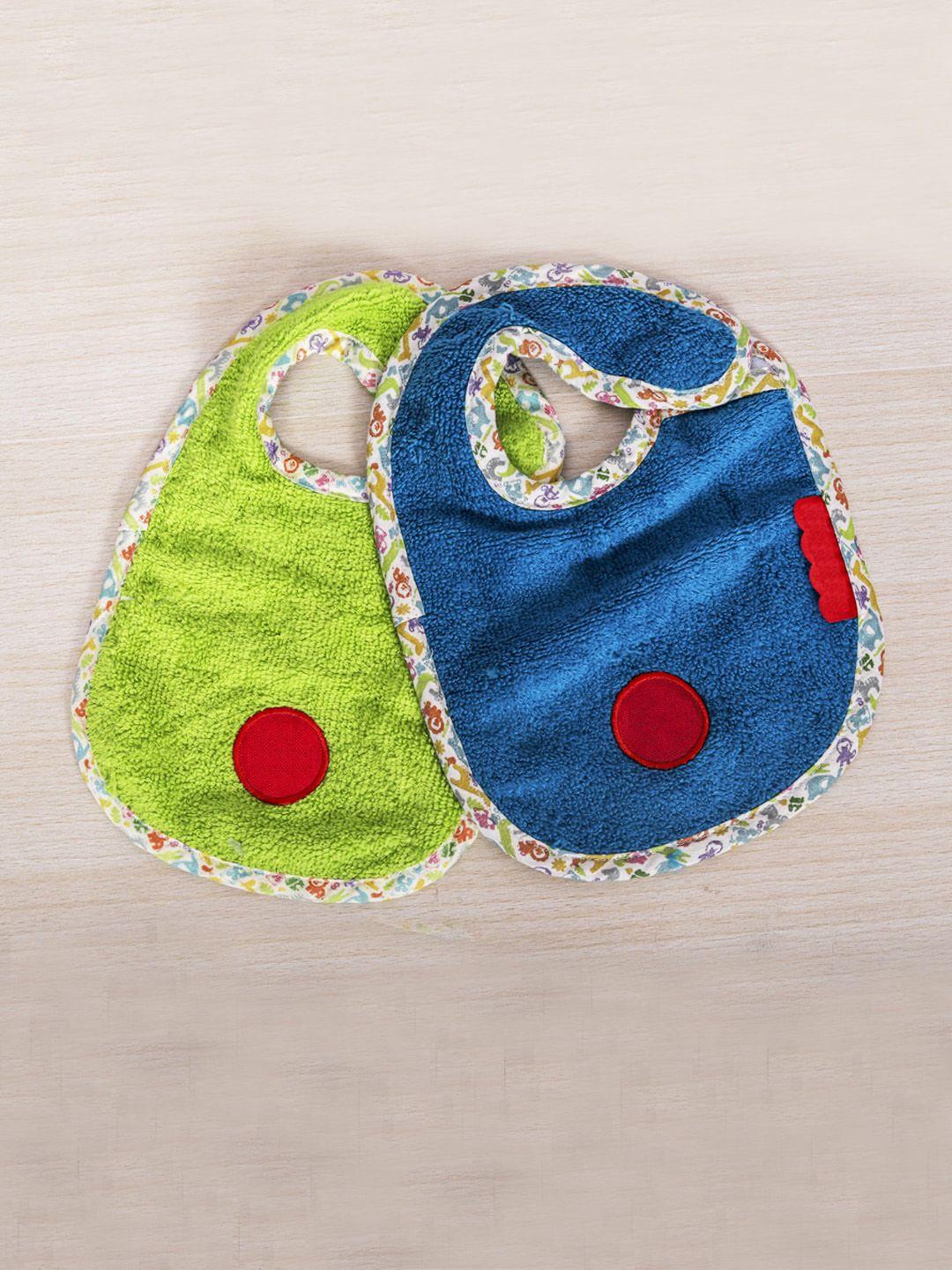 rangoli infants pack of 2 embroidered pure cotton bibs