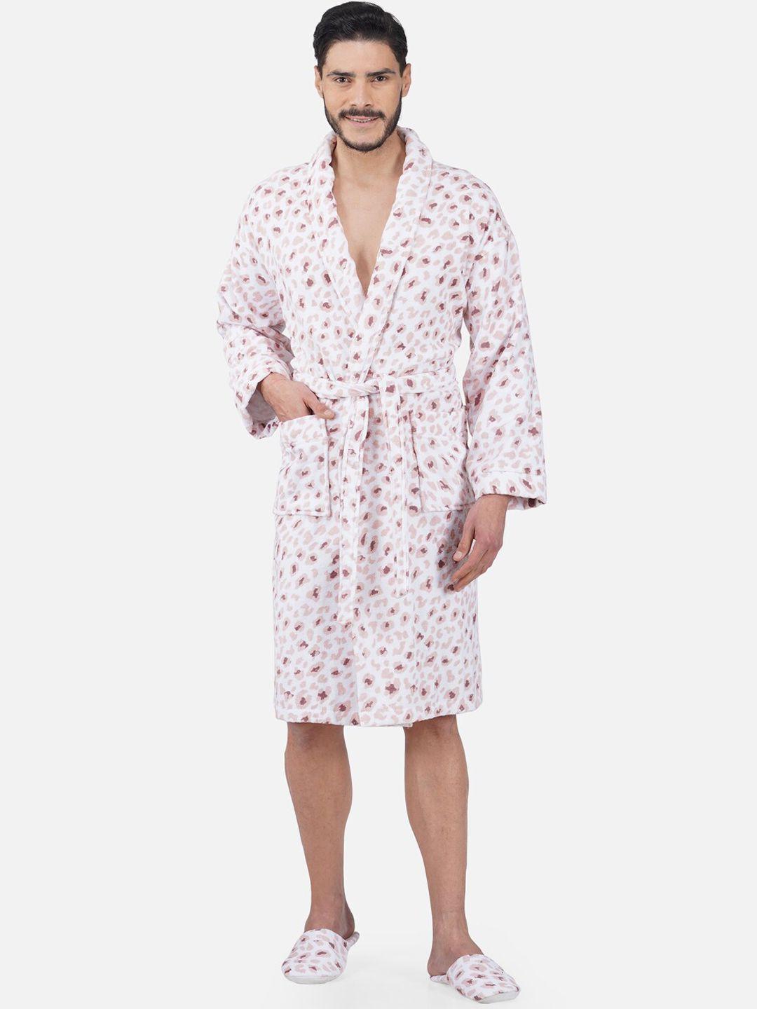 rangoli printed 500 gsm pure cotton bath robe with room slippers
