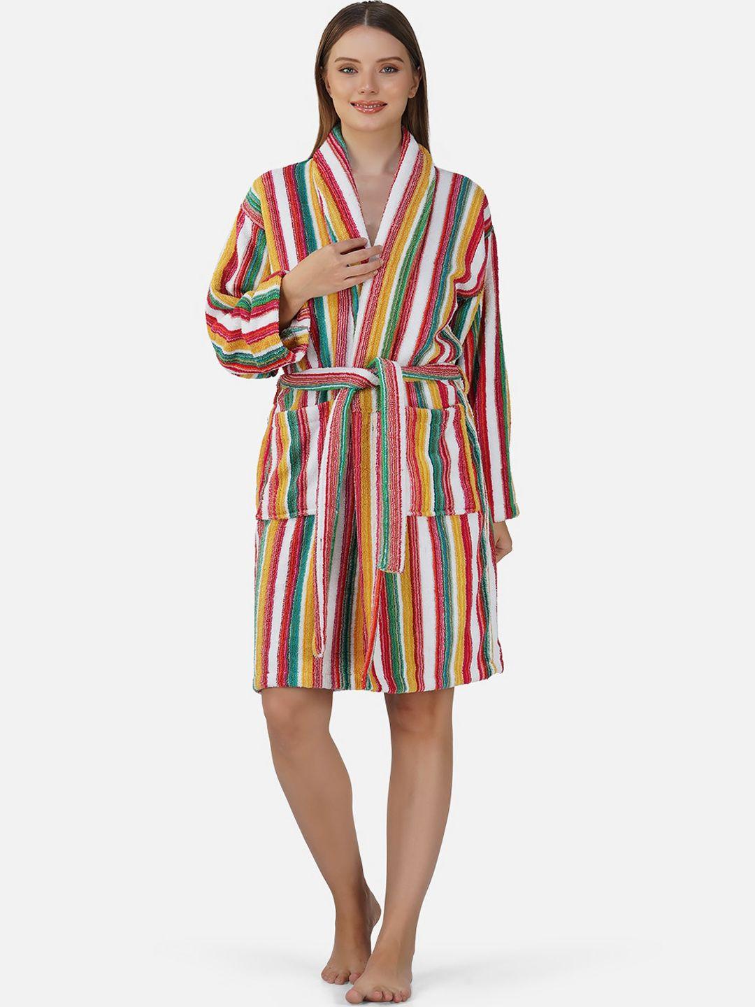 rangoli striped cotton bath robe