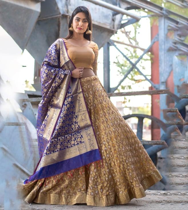 rangpur golden beige lehenga with blouse and dupatta