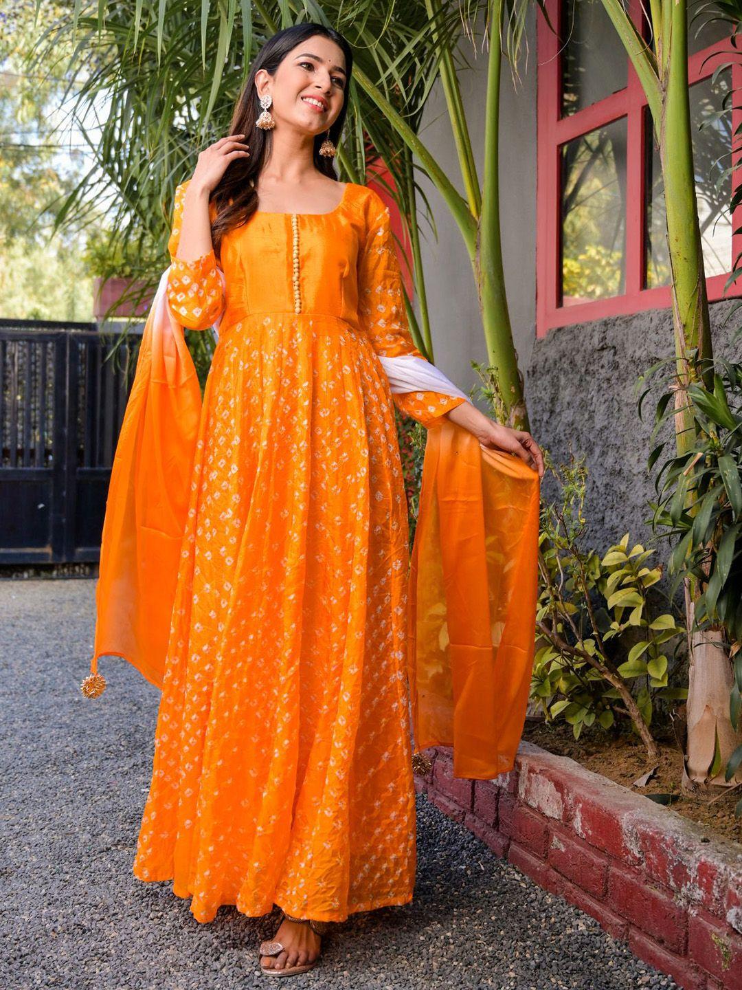 rangpur yellow chiffon ethnic maxi dress