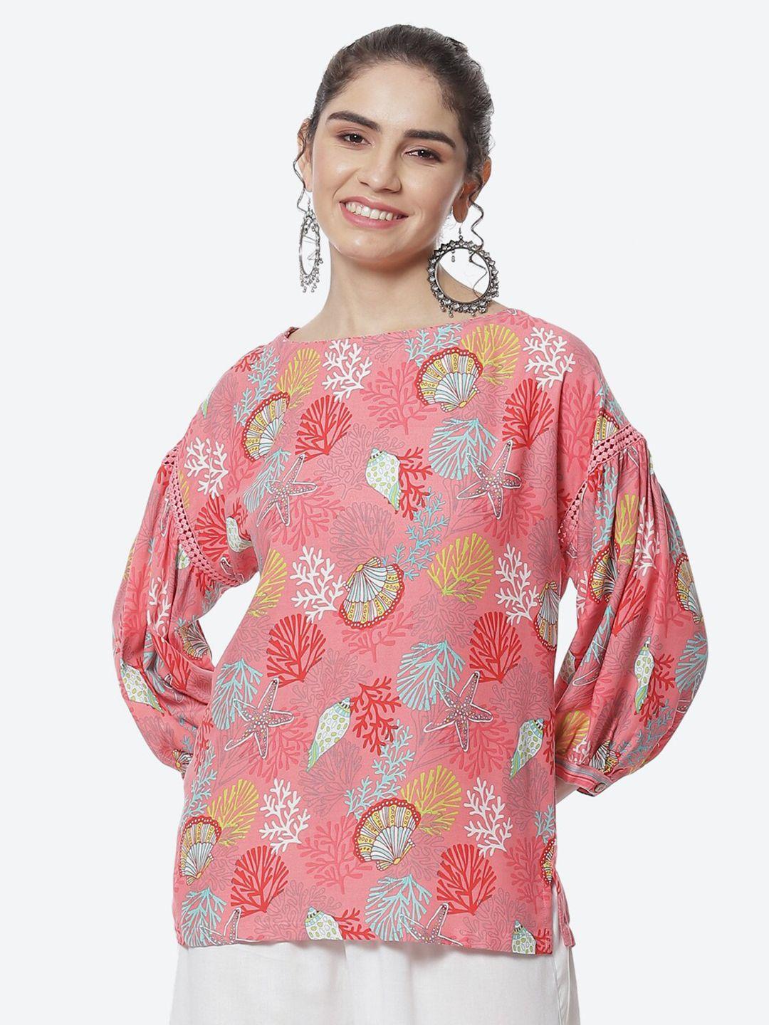 rangriti floral print puff sleeve top