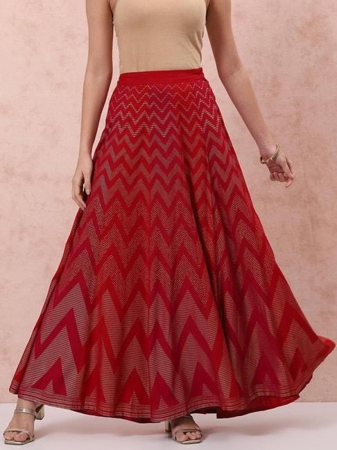 rangriti red printed skirt