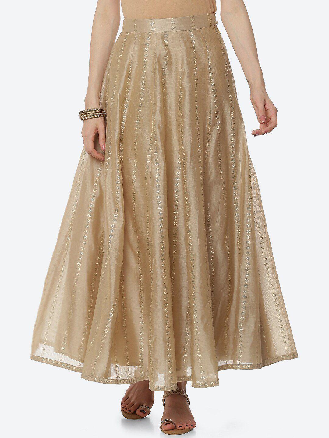 rangriti women gold-coloured flared maxi skirts