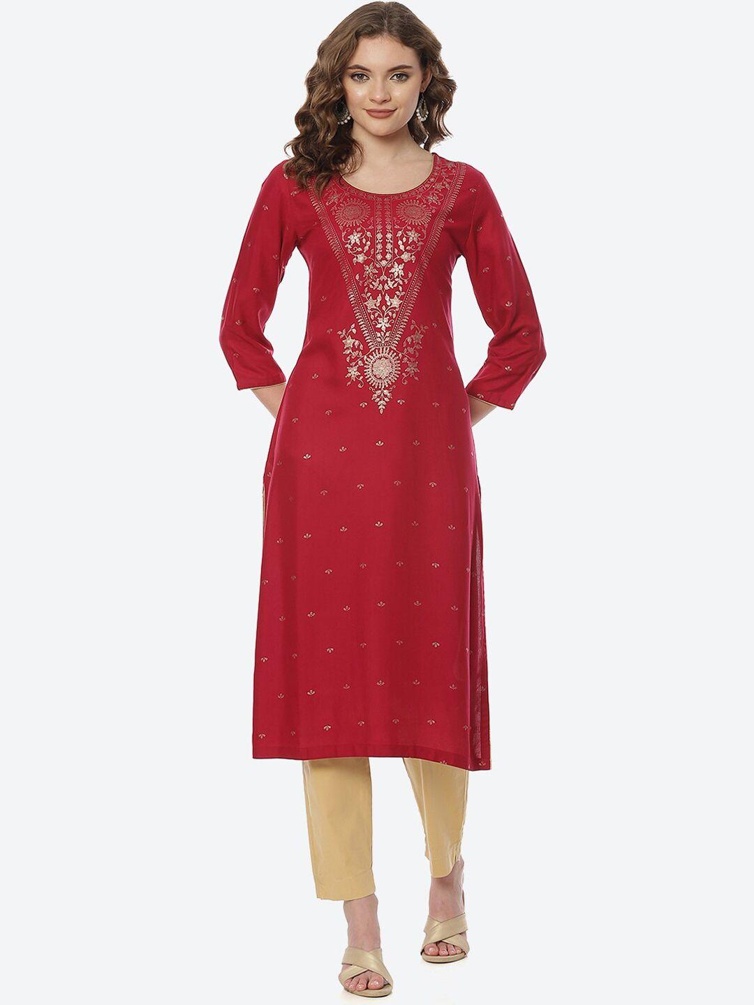 rangriti-women-red-floral-printed-kurta