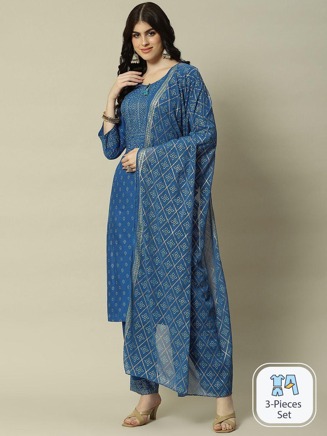 rangriti bandhani printed kurta with trousers & with dupatta