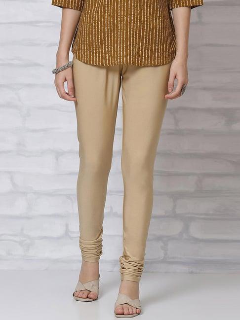 rangriti beige regular fit leggings