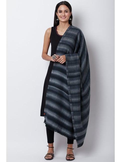 rangriti black & grey striped shawl