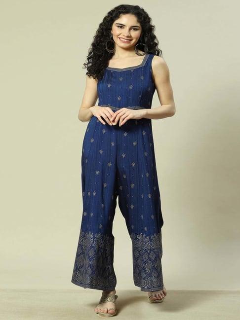 rangriti blue printed jumpsuit