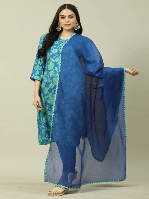 rangriti blue woven pattern dupatta