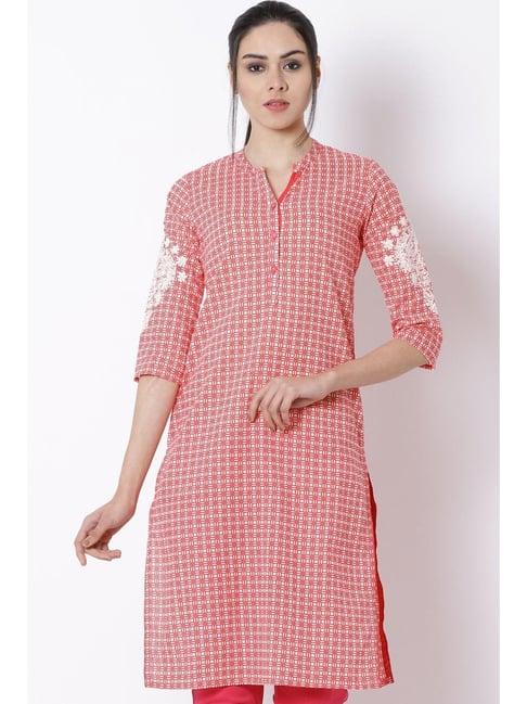 rangriti coral cotton printed straight kurta