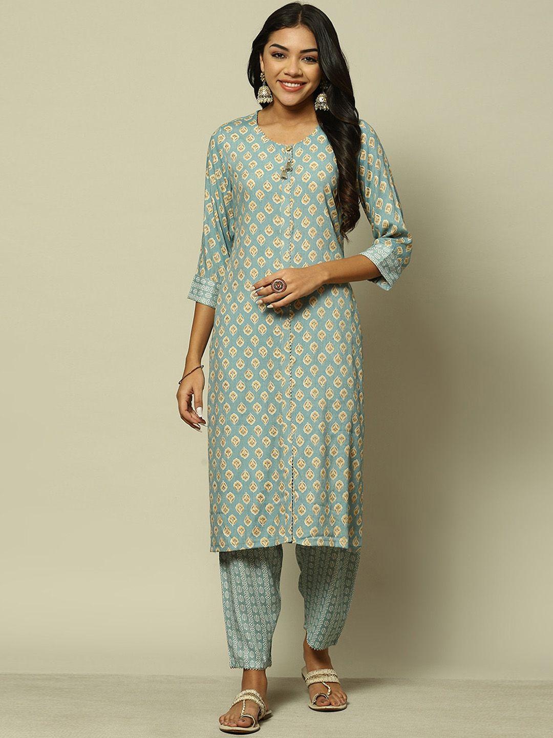 rangriti ethnic motifs printed kurta with trousers