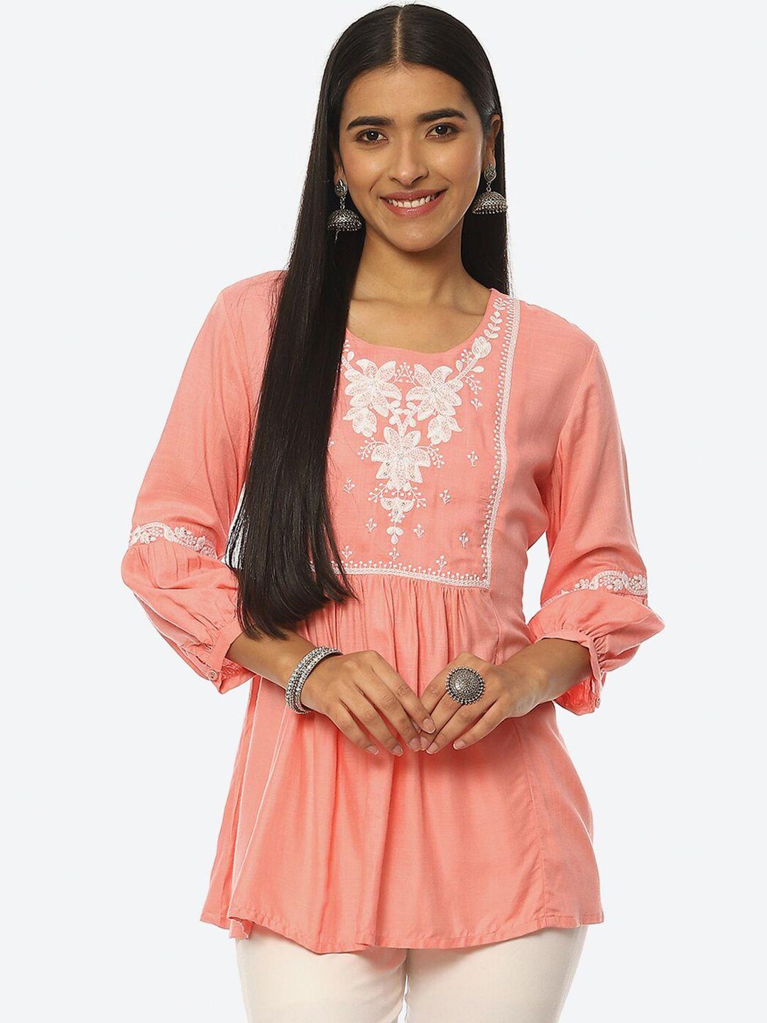 rangriti floral embroidered a-line top