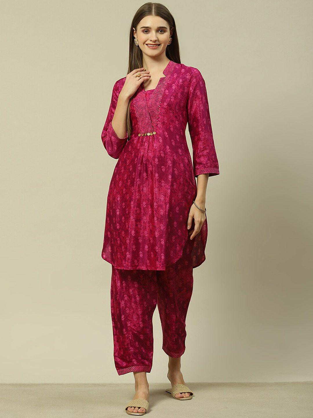 rangriti floral printed regular kurta with palazzos