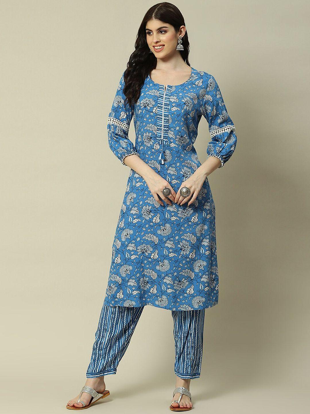 rangriti floral printed regular kurta with trousers