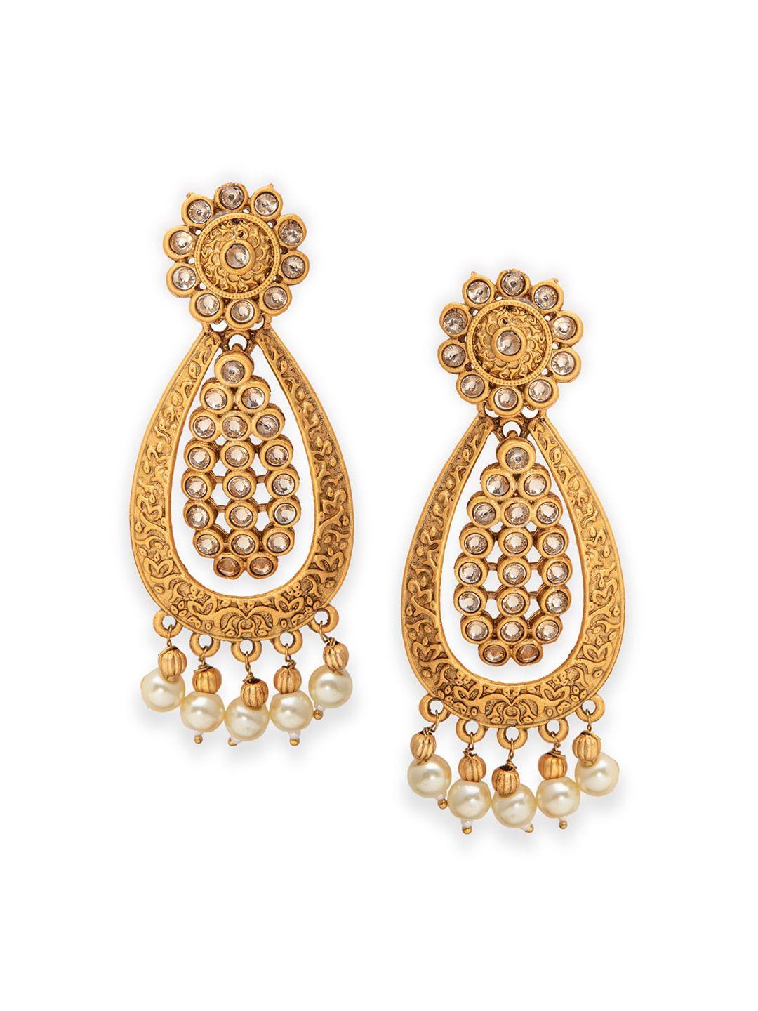 rangriti gold-toned contemporary drop earrings