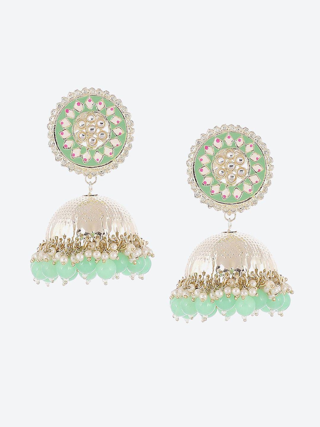 rangriti green contemporary jhumkas earrings