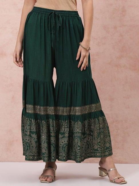 rangriti green printed skirt