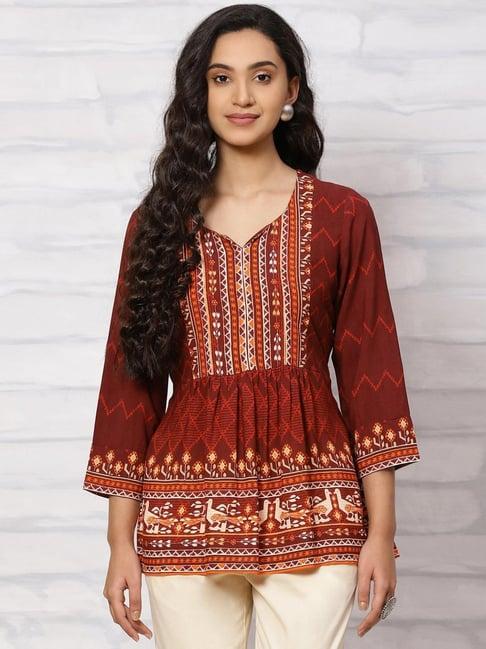 rangriti maroon printed tunic