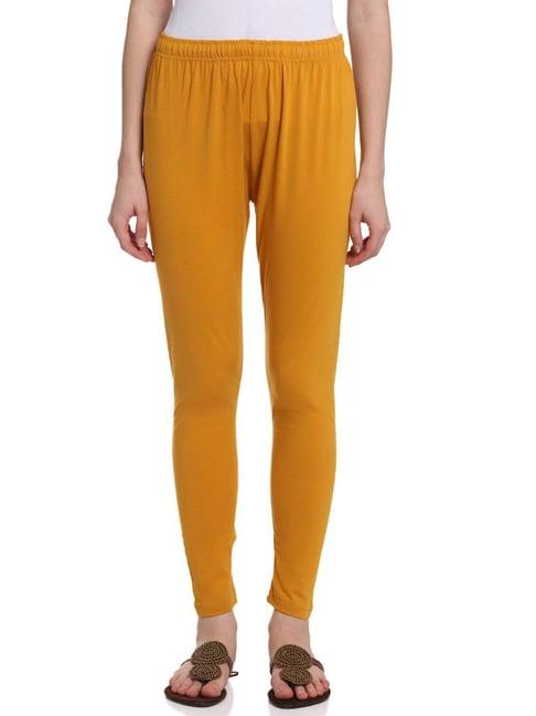 rangriti mustard cotton regular fit leggings