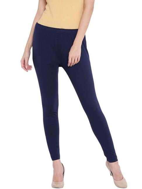 rangriti navy blue cotton regular fit leggings