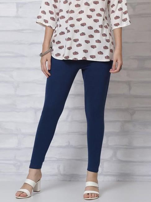 rangriti navy cotton regular fit leggings