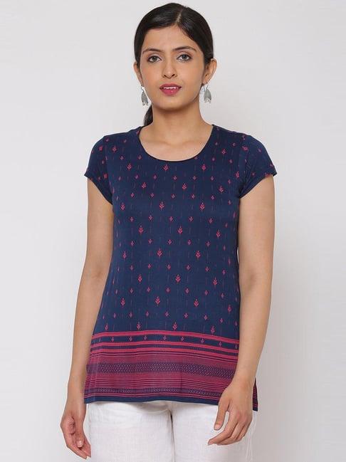 rangriti navy printed tunic