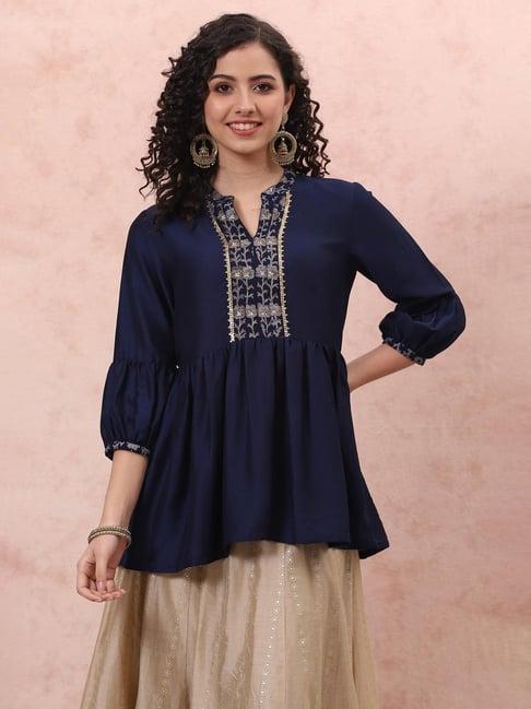 rangriti navy printed tunic