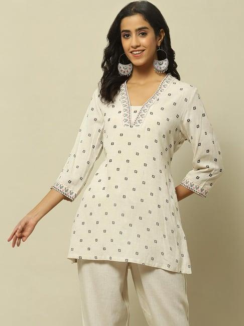 rangriti off-white printed tunic