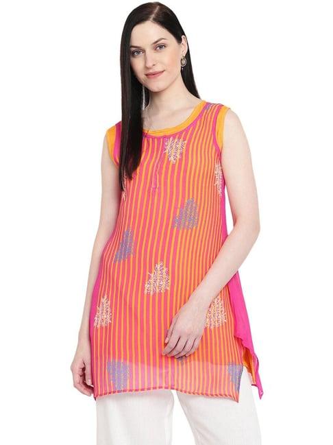 rangriti orange woven pattern tunic