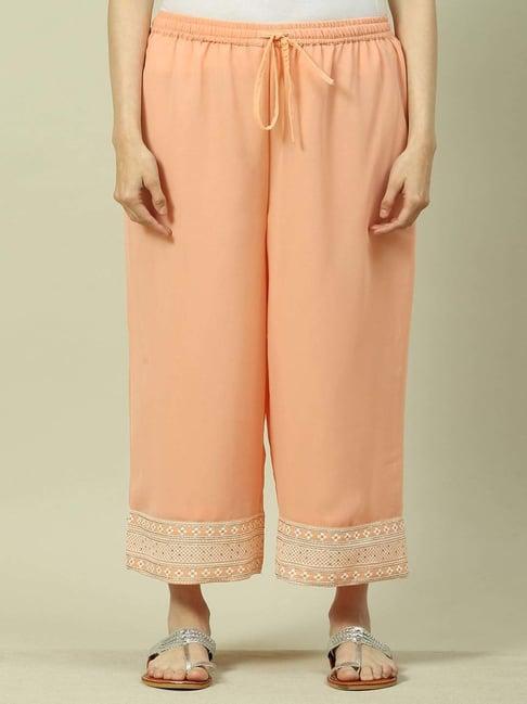 rangriti peach embroidered palazzos