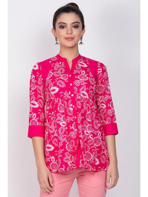 rangriti pink cotton printed top