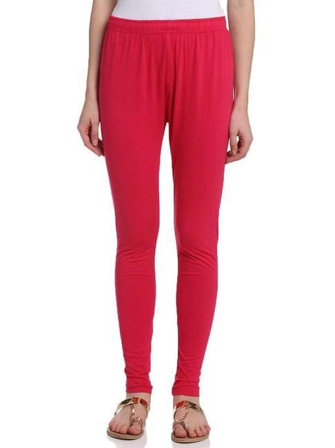 rangriti pink cotton regular fit leggings