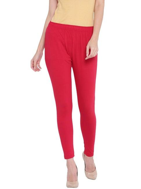 rangriti pink cotton regular fit leggings