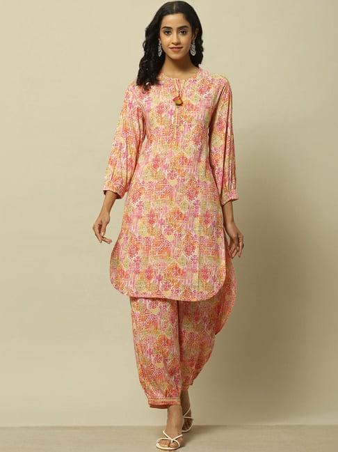 rangriti pink printed kurta salwar set