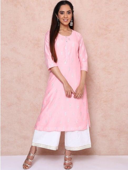 rangriti pink printed straight kurta