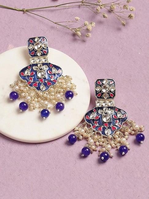 rangriti purple & pink alloy dangler earrings