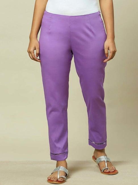 rangriti purple regular fit pants