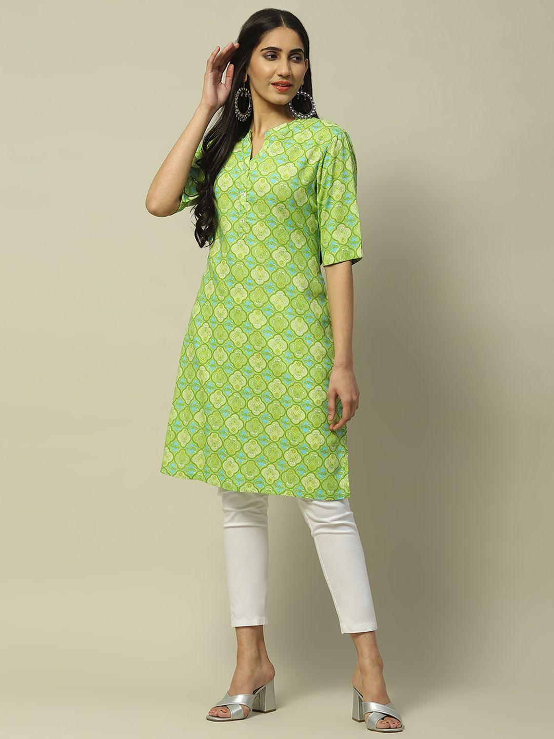 rangriti quirky printed mandarin collar straight kurta