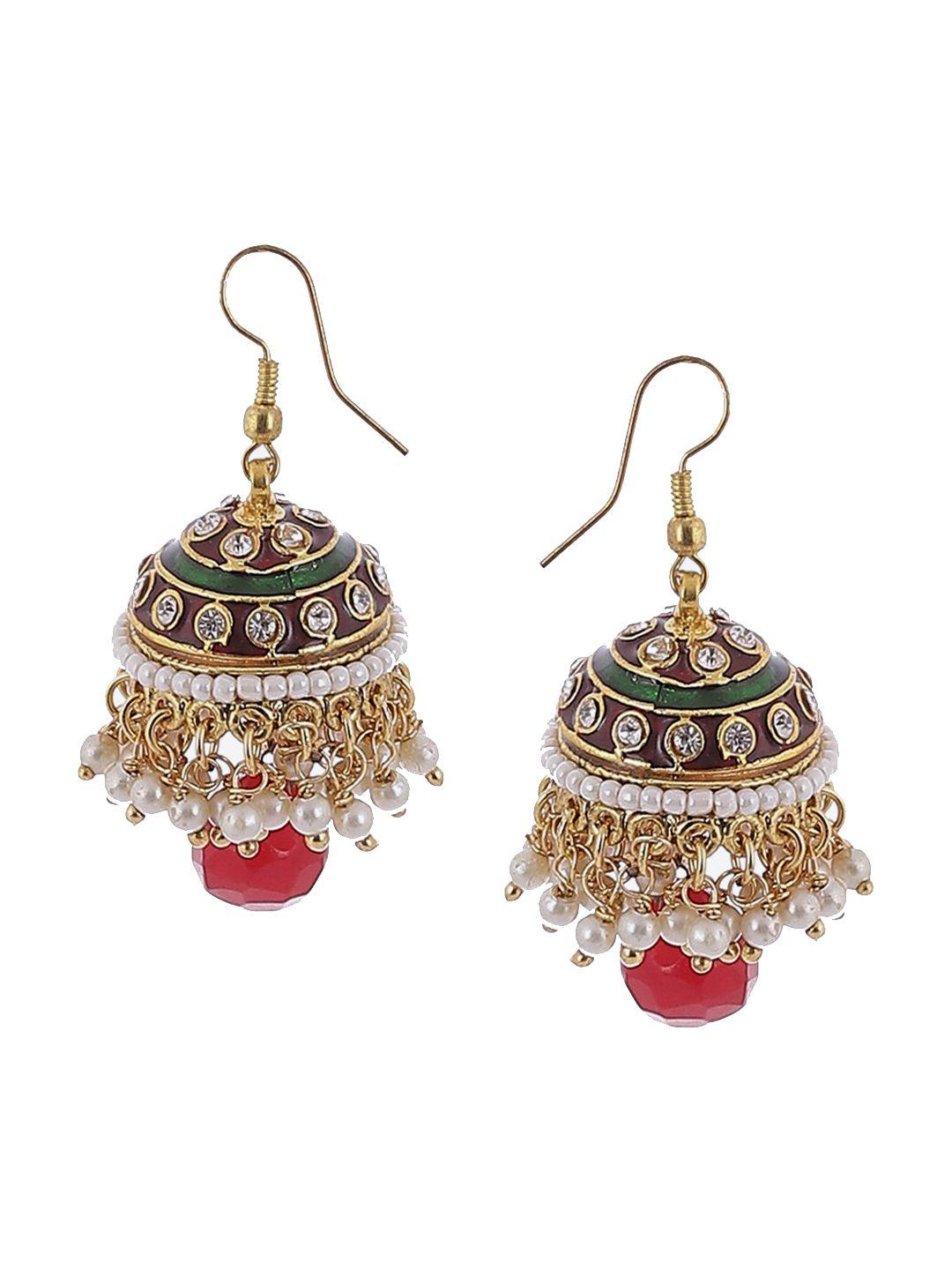 rangriti red dome shaped drop earrings