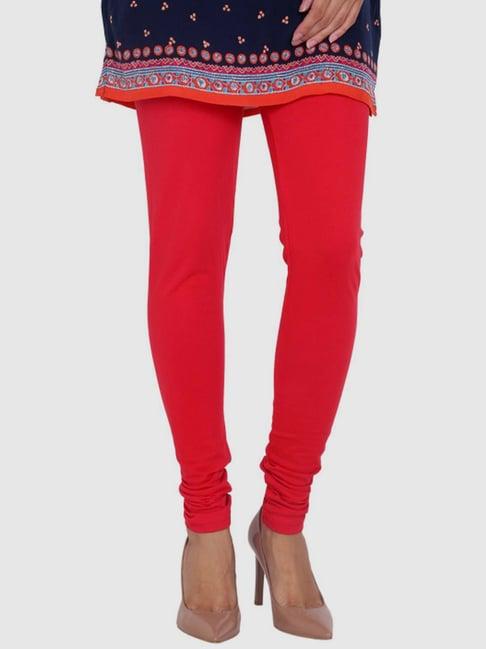 rangriti red regular fit leggings