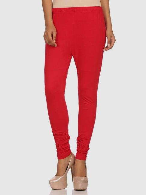 rangriti red regular fit leggings