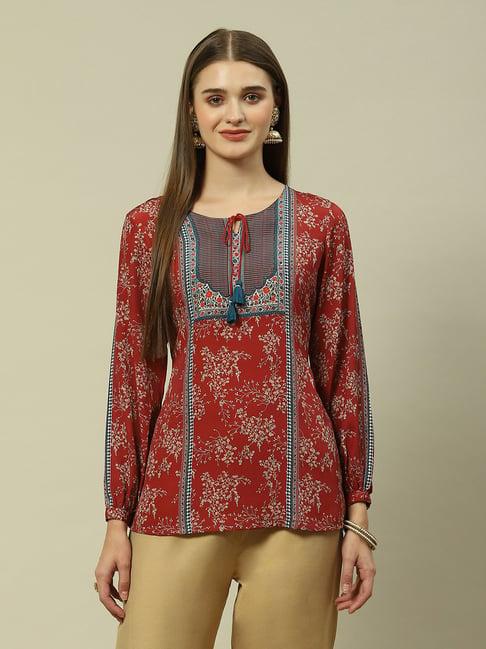 rangriti rust printed straight short kurti