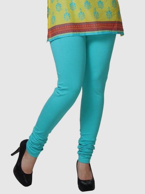 rangriti sky blue cotton regular fit leggings