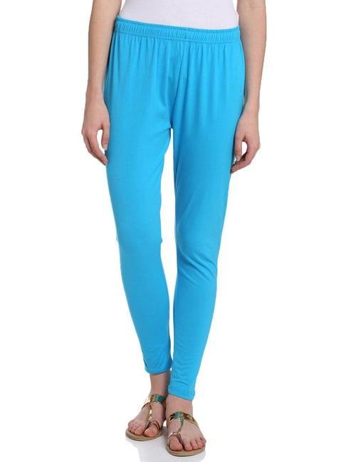 rangriti turquoise cotton regular fit leggings
