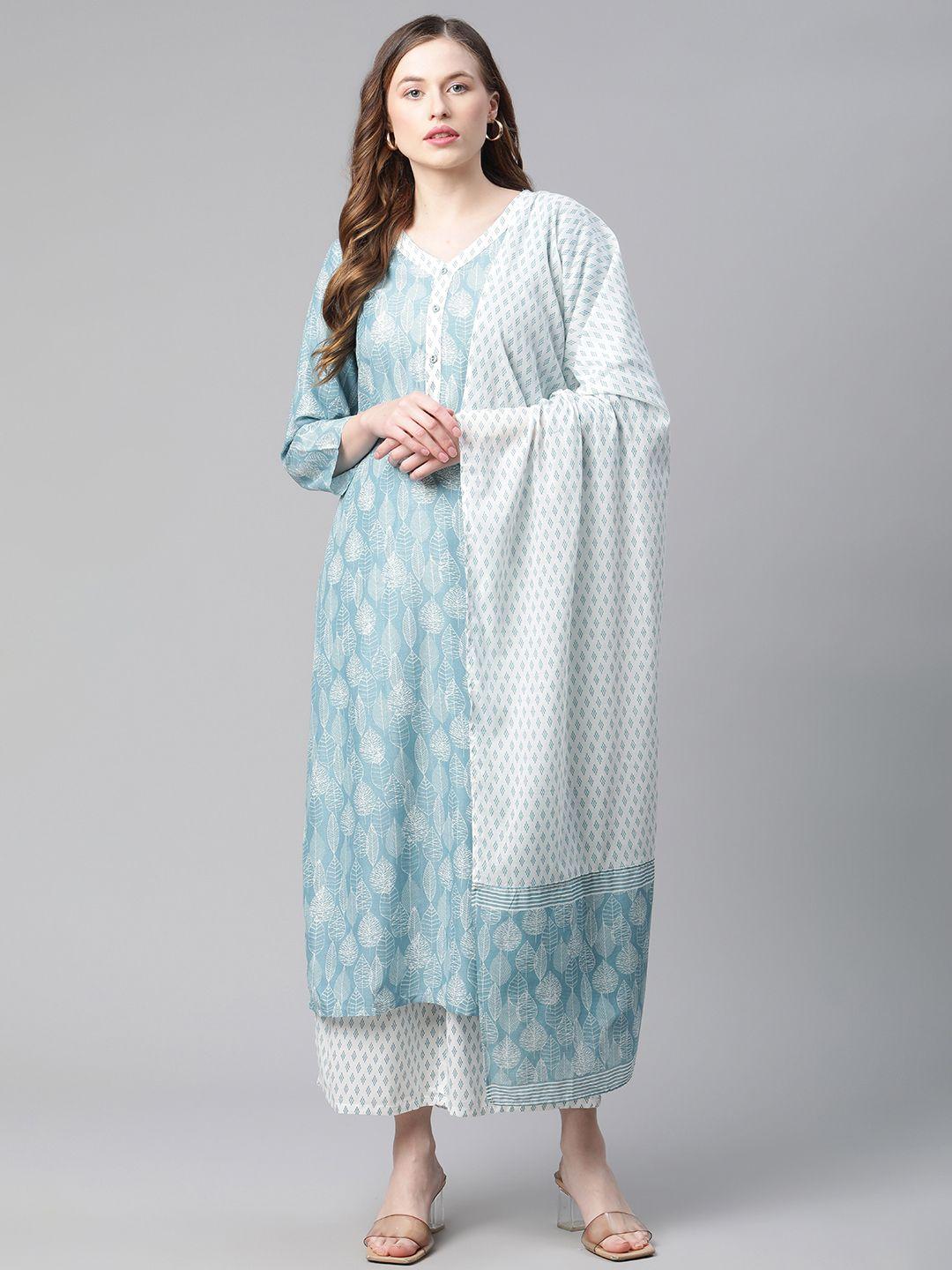 rangriti women assorted printed kurta with palazzos & dupatta