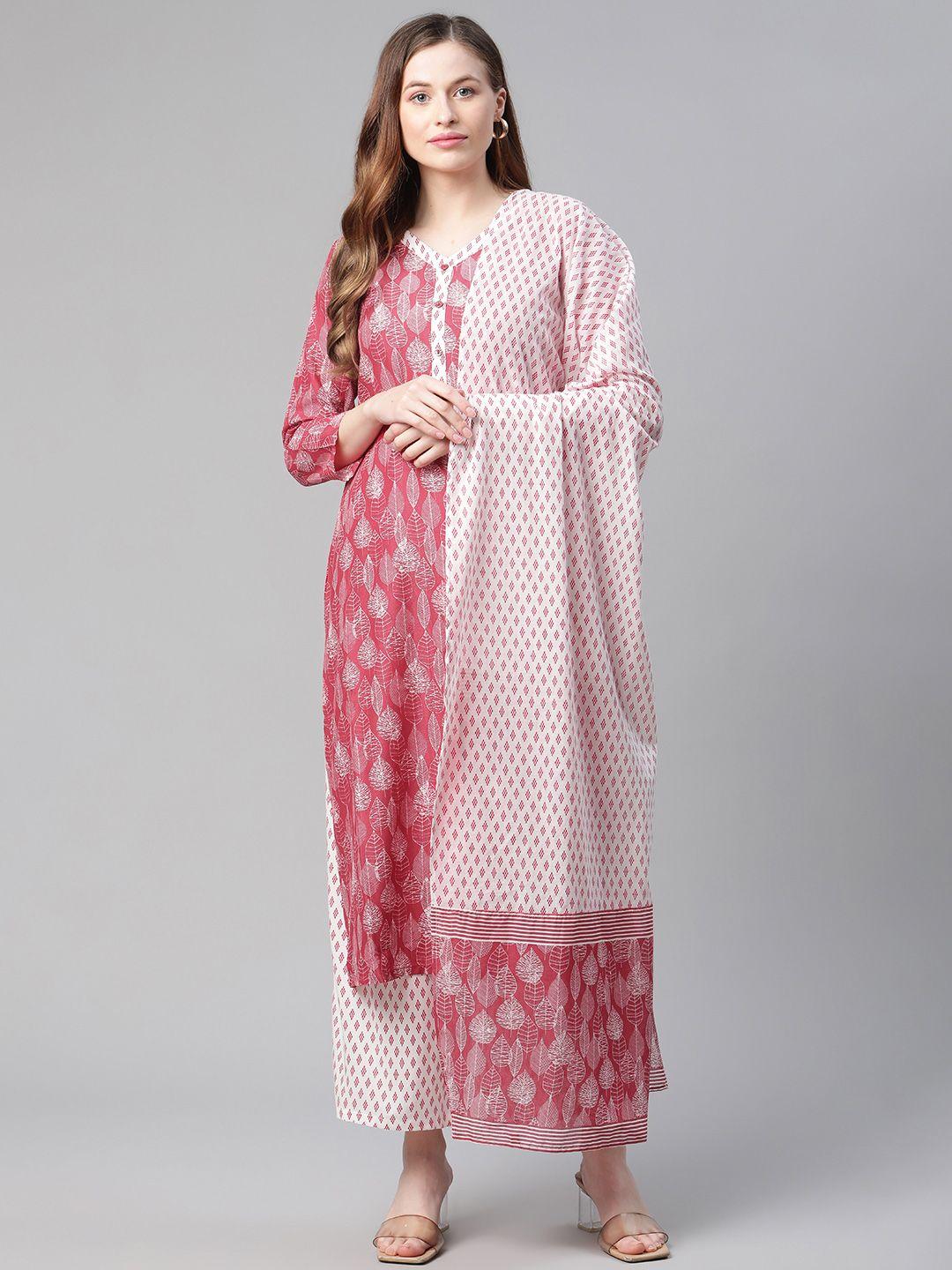 rangriti women assorted printed kurta with palazzos & dupatta