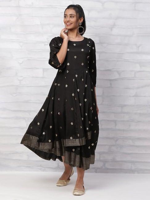rangriti women black kalidar dress