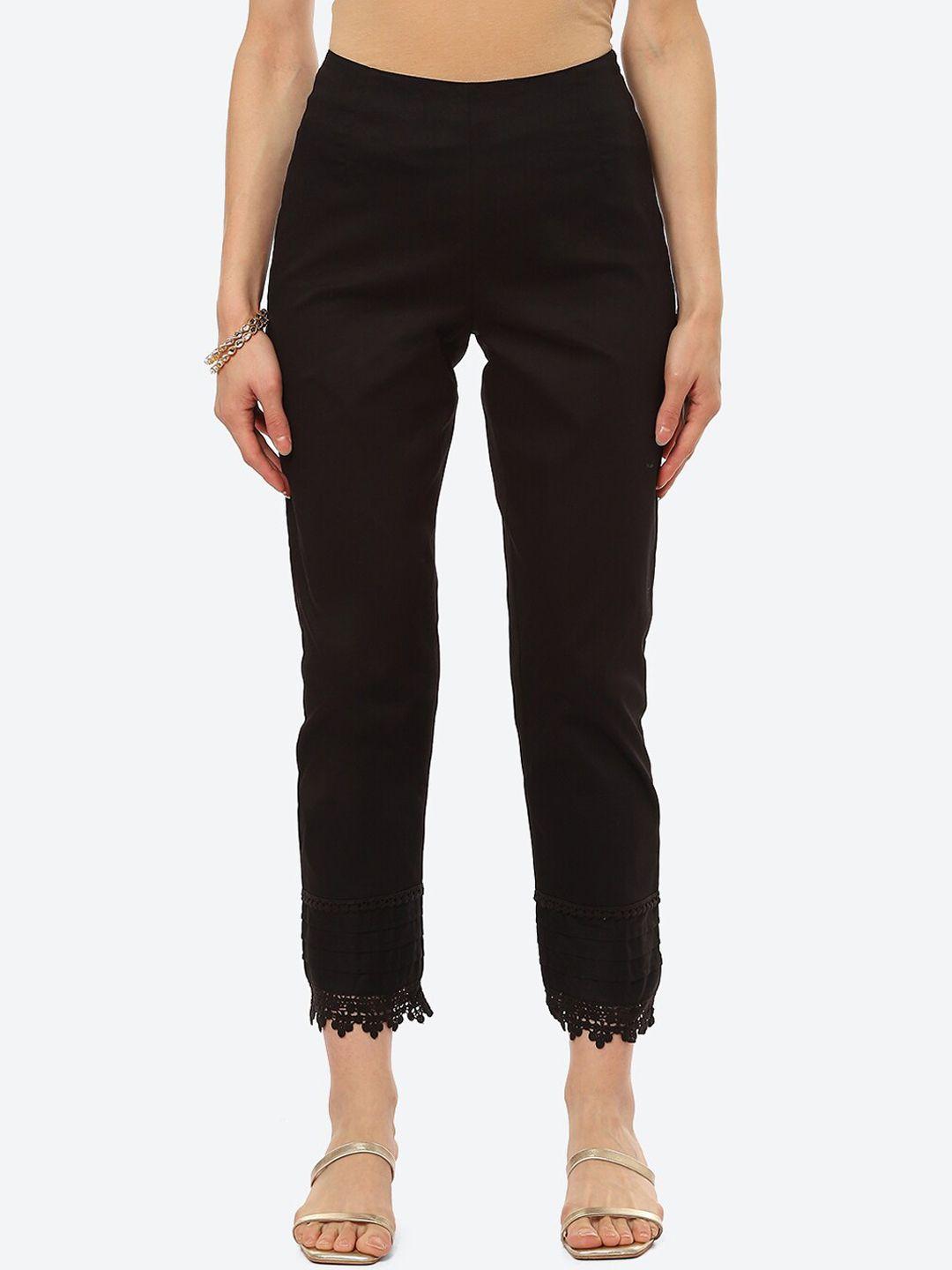 rangriti women black relaxed trousers